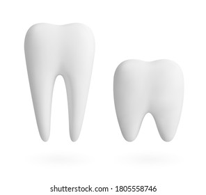 White tooth set isolated on white background. Dental design concept. Realistic vector illustration