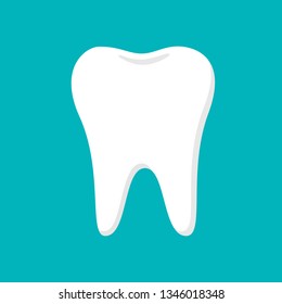 White tooth vector illustration on blue background