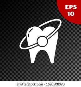 White Tooth whitening concept icon isolated on transparent dark background. Tooth symbol for dentistry clinic or dentist medical center.  Vector Illustration