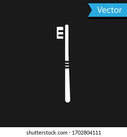 White Toothbrush icon isolated on black background. Vector Illustration