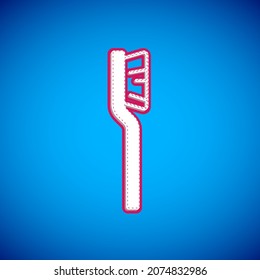 White Toothbrush icon isolated on blue background.  Vector