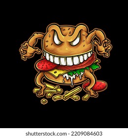 white toothed burger food monster