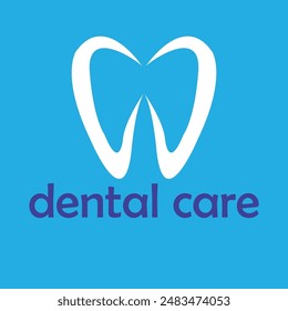 el logotipo en forma de diente blanco refleja limpieza y salud, con un fondo azul claro que refleja comodidad, seguridad y paz en un lugar