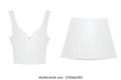 White top and skirt. vector