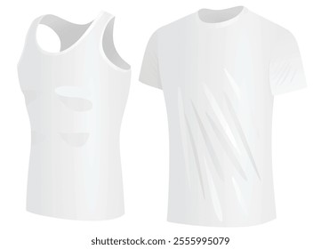 White top tank and   t shirt. vector illustration