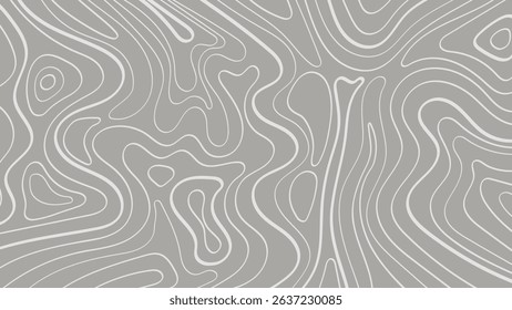White Topographic Contour Lines on Soft Gray Background.Vector illustration