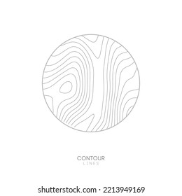 White Topographic Map Circle Logo Concept.Topo Map Elevation Lines. Contour Vector Abstract Vector Illustration.