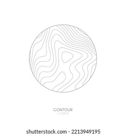 White Topographic Map Circle Logo Concept.Topo Map Elevation Lines. Contour Vector Abstract Vector Illustration.