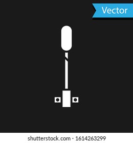 White Torch flame icon isolated on black background. Symbol fire hot, flame power, flaming and heat.  Vector Illustration