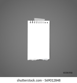 White torn note papers. Vector illustration.