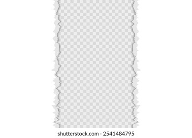 White torn paper left and right on horizontal page. Scrapbook ripped edges paper background isolated vector design