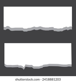 white torn paper on gray background. collection paper rip