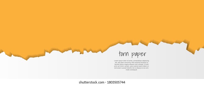 White torn paper on orange color banner. - Vector.