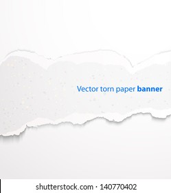 White torn paper rectangle banner with drop shadows. Vector illustration