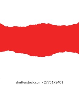 White Torn Paper Revealing Red Background with Ripped Edges