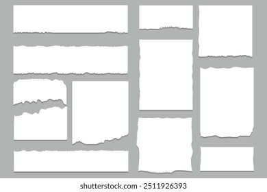 Papel rasgado branco rasga pedaços de borda da folha