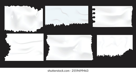 White torn paper rip pieces of sheet edge