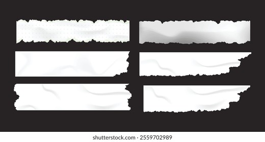 White torn paper rip pieces of sheet edge