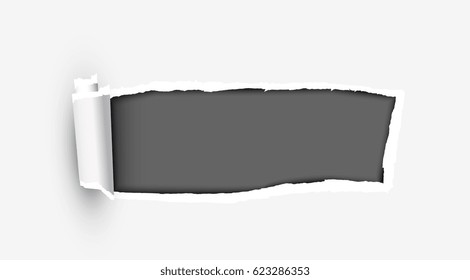 White torn paper with ripped edges vector illustration isolated on white background.