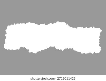 Una forma de papel rasgado blanco sobre un fondo gris con una textura de borde rasgado