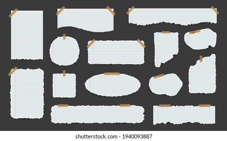 White torn paper sheets collection