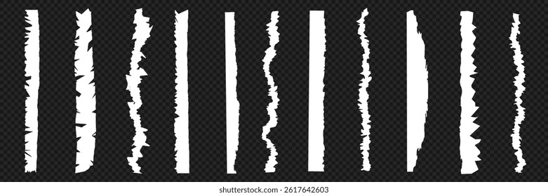White torn paper tears pieces collection isolated with soft shadows realistic vector illustration