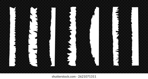 White torn paper tears pieces collection isolated with soft shadows realistic vector illustration
