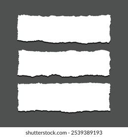 Conjunto de texturas de folha de papel de ripper rasgado branco