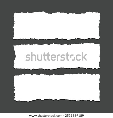 White torn ripper paper sheet textures set