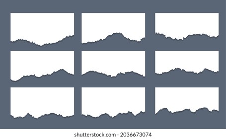 white torn sheet of paper stripes set of nine