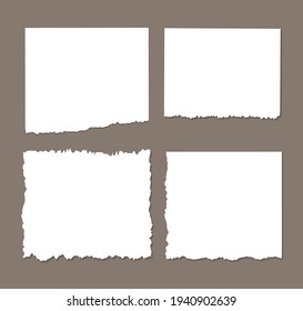 White torn stripes, Paper different scraps set, notepad, notes for text or message stuck