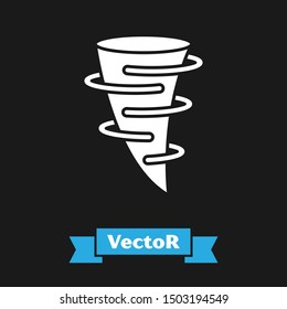White Tornado icon isolated on black background.  Vector Illustration