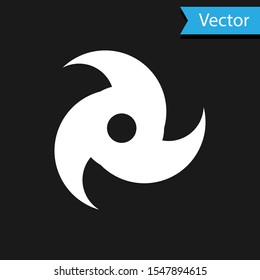 White Tornado Icon Isolated On Black Background. Cyclone, Whirlwind, Storm Funnel, Hurricane Wind Or Twister Weather Icon.  Vector Illustration