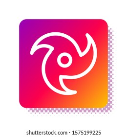 White Tornado icon isolated on white background. Cyclone, whirlwind, storm funnel, hurricane wind or twister weather icon. Square color button. Vector Illustration