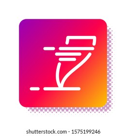 White Tornado icon isolated on white background. Cyclone, whirlwind, storm funnel, hurricane wind or twister weather icon. Square color button. Vector Illustration