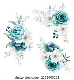 white tosca flower bouquet arrangement watercolor illustration