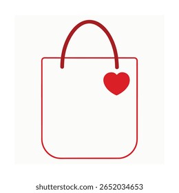 White Tote Bag with Small Red Heart Badge