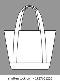 White Tote Bag Template  On Gray Background, Vector File