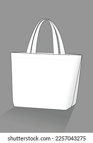 White tote bag template on gray background, vector file