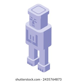 Icono de tótem blanco vector isométrico. Estatua del ídolo de la isla. Chamán animal