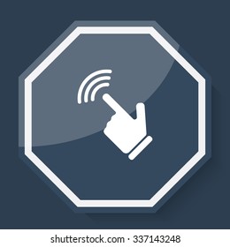 White Touch Screen icon on plum blue web app button