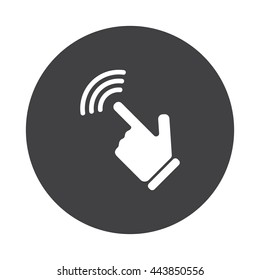 White Touch Screen icon on black button isolated on white