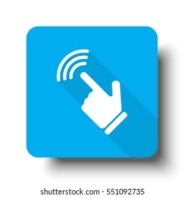 White Touch Screen icon on blue web button