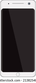 White touchscreen phone, illustration, vector on a white background.