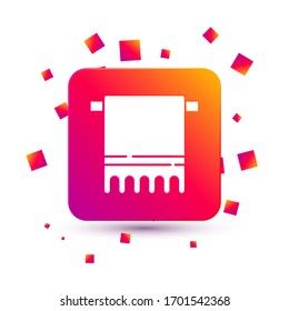 White Towel on a hanger icon isolated on white background. Bathroom towel icon. Square color button. Vector Illustration