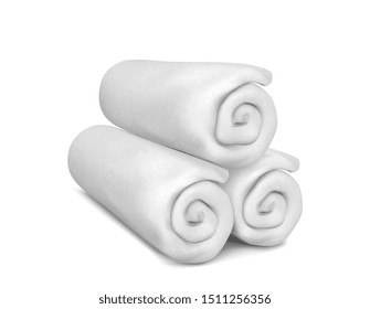 white towels isolated on white background