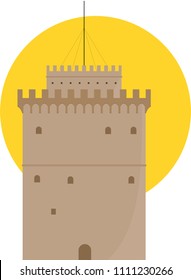 white tower landmark vector thessaloniki greece