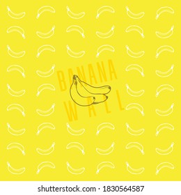 white tracing banana with yellow background  