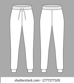 White Tracksuit Pants Vector Templatefront Back Stock Vector (Royalty ...