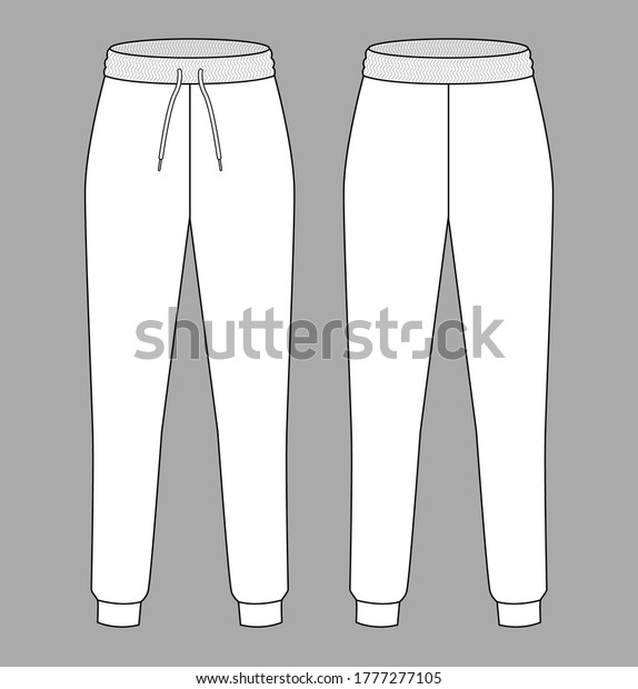 White Tracksuit Pants Vector Templatefront Back Stock Vector (Royalty ...